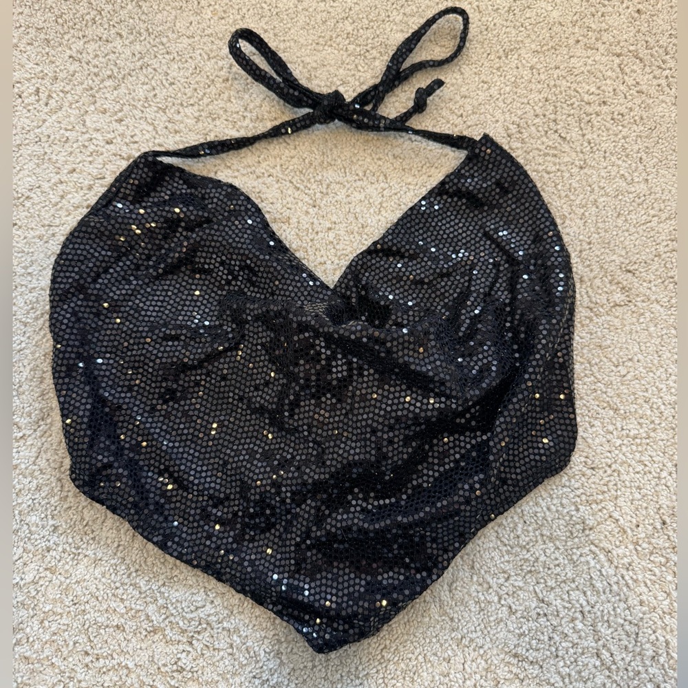 Black sparkly halter top